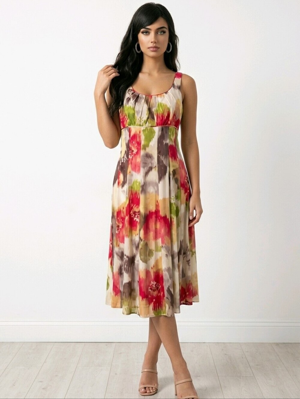 NWT London Times Watercolor Floral Midi Dress ~sz 6